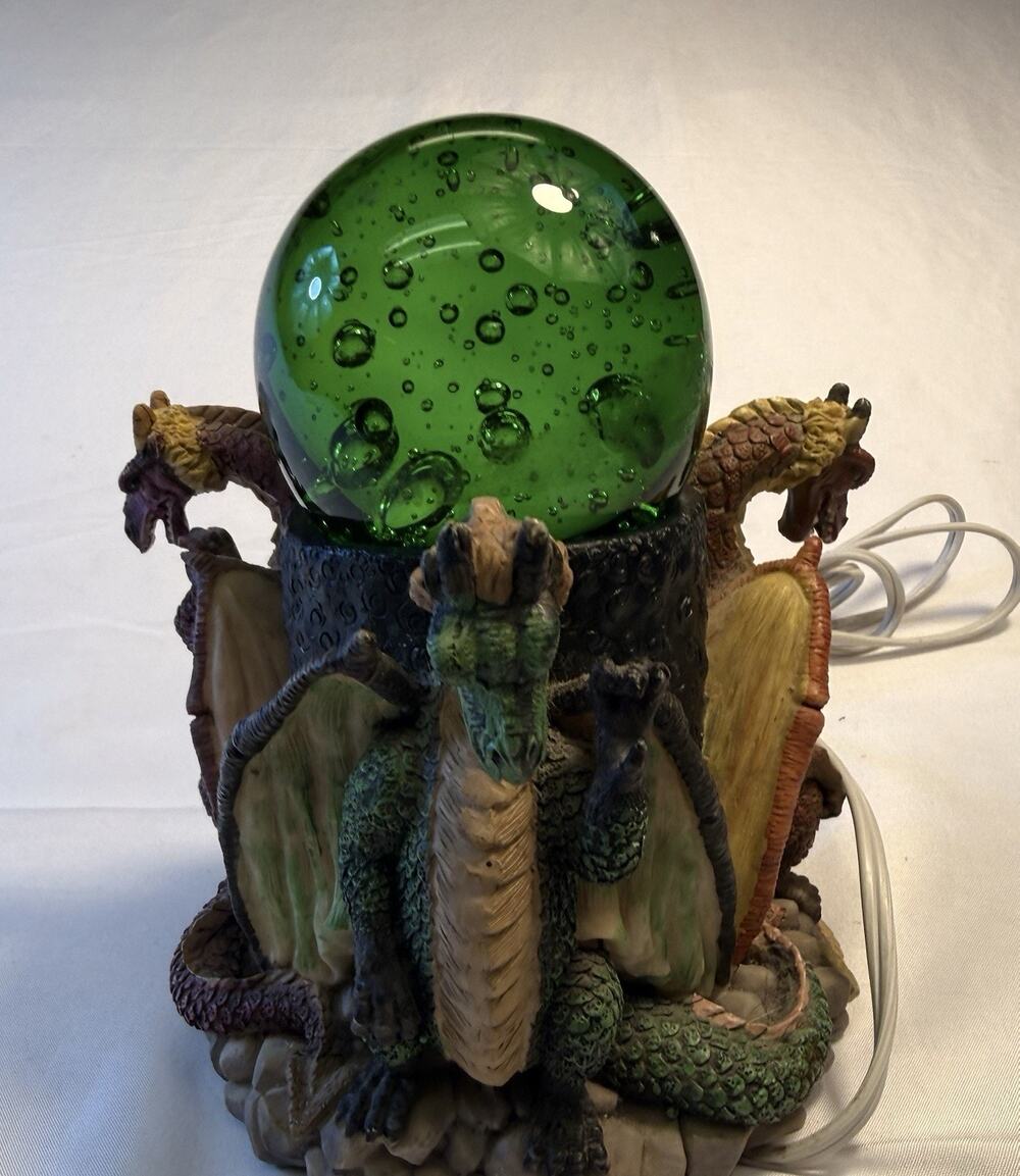 VTG 90’s Dragon Fantasy Lamp Green Accent Globe Light Electric Tested
